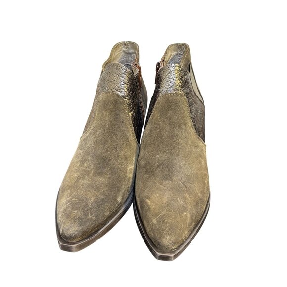 Casta Ankle Booties Dirk Brandy Size 9 Distressed Suede & Leather - Picture 3 of 12